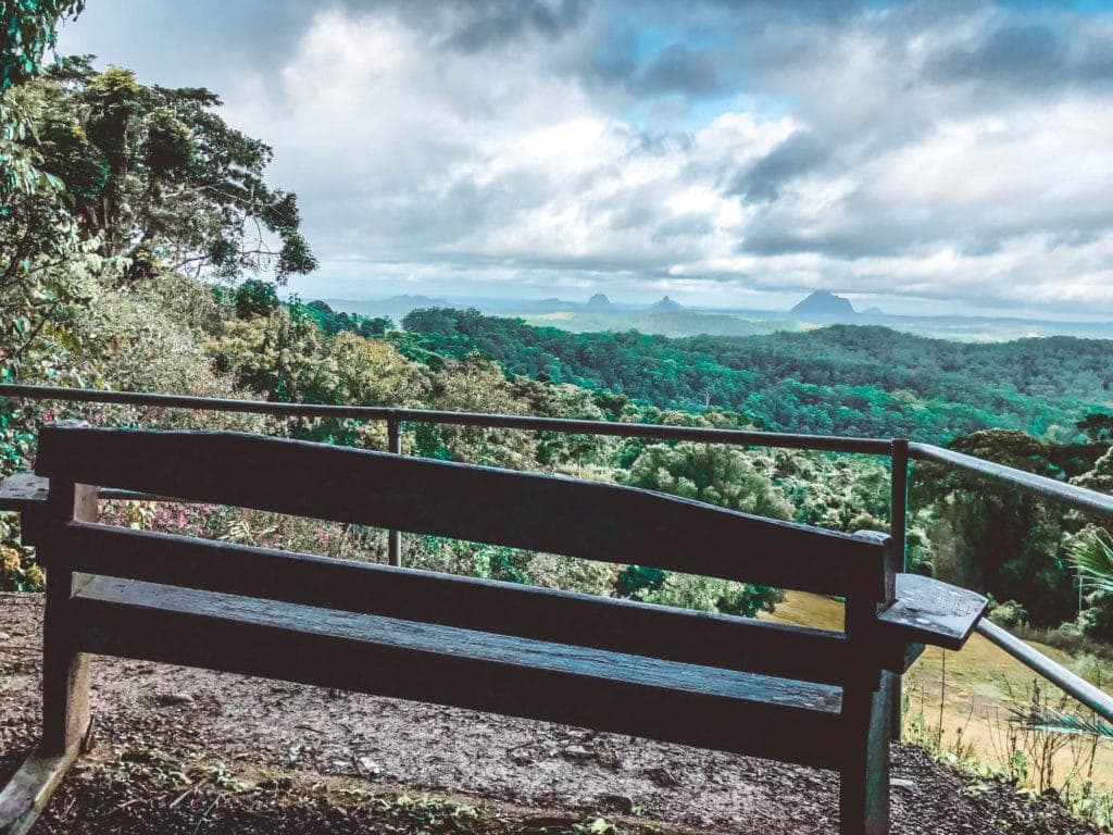 maleny-botanical-gardens - Londoner In Sydney chair-lookout-to-glass-house-mountains