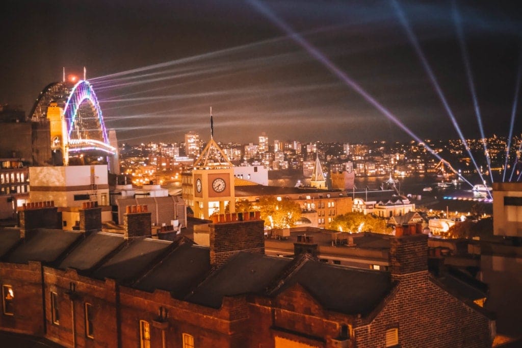 vivid-festival-from-yha-rooftop - Londoner In Sydney vivid-festival-from-yha-rooftop