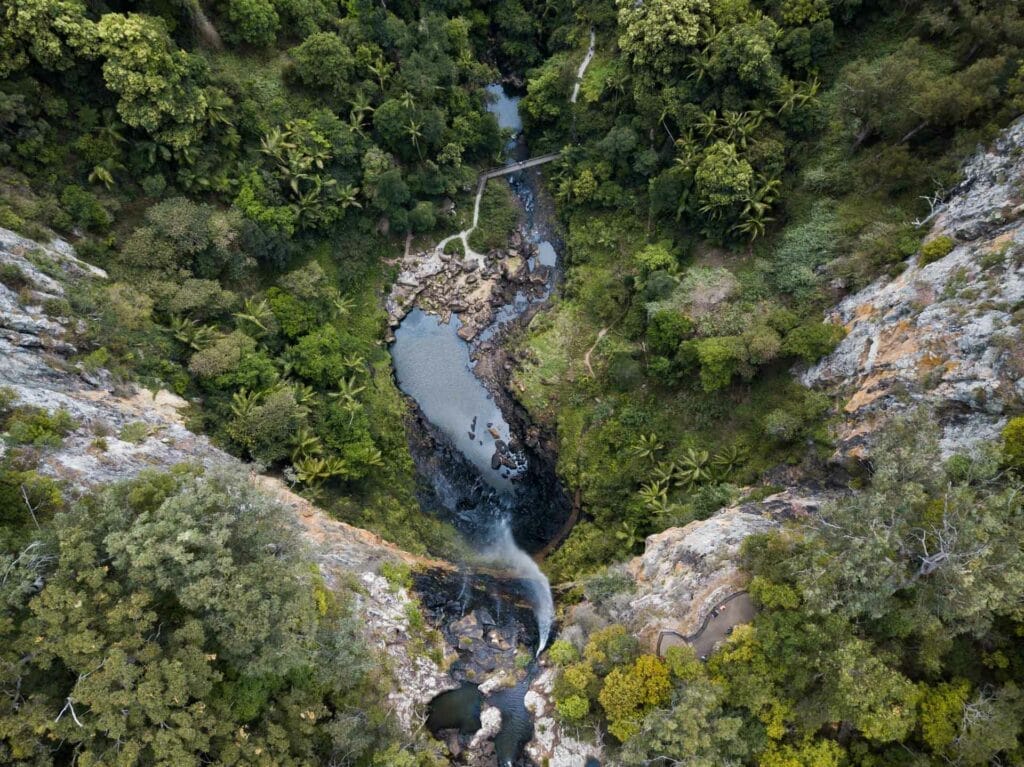 purling-brook-falls-drone-shot