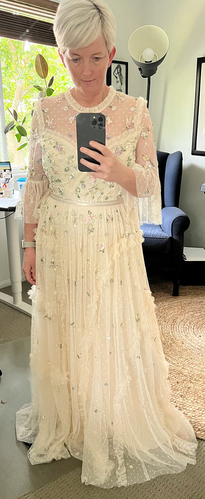 Needle-and-thread-Shimmer-Ditsy-Long-Sleeve-Gown