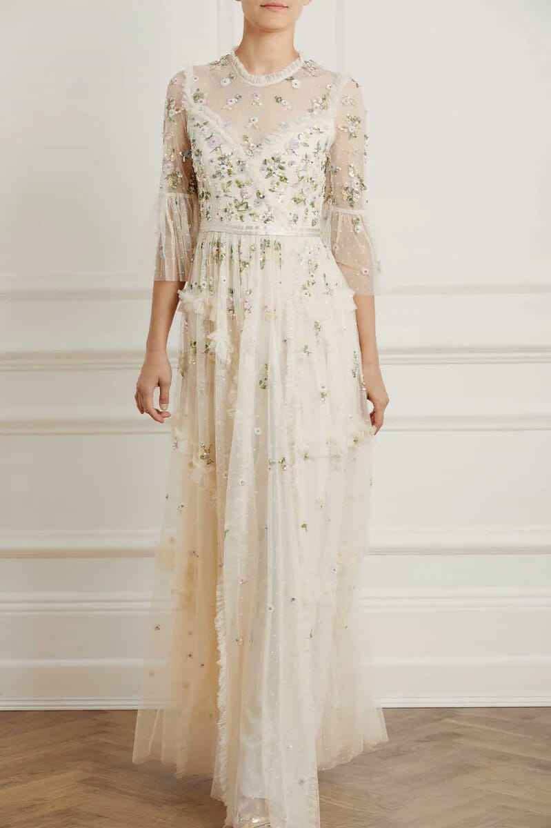Needle-and-thread-Shimmer-Ditsy-Long-Sleeve-Gown - Londoner In Sydney