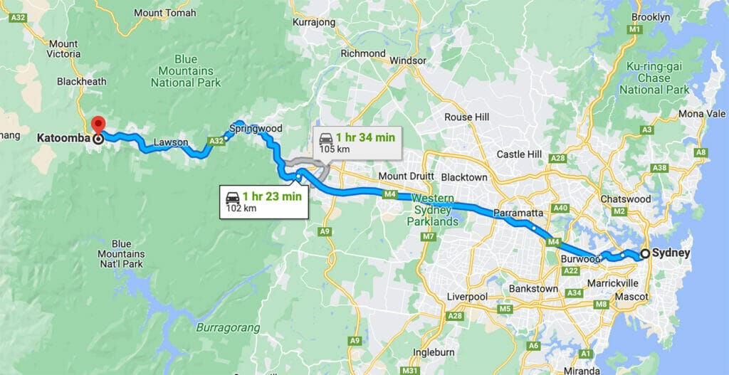 sydney-to-blue-mountains-map - Londoner In Sydney sydney-to-blue-mountains-map