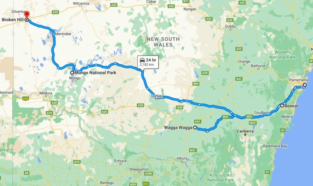 sydney-to-broken-hill-map2 - Londoner In Sydney sydney-to-broken-hill-map2