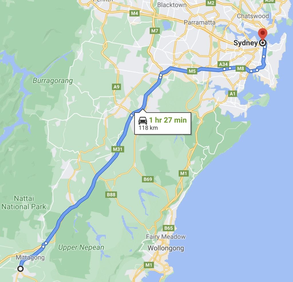 sydney-to-bowral-map