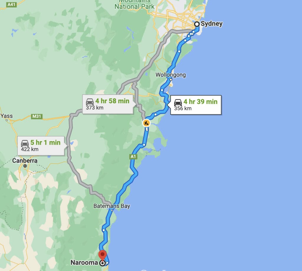 sydney-to-narooma-map