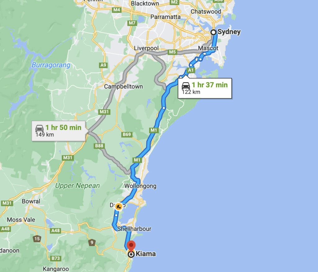 sydney-to-kiama-map - Londoner In Sydney sydney-to-kiama-map