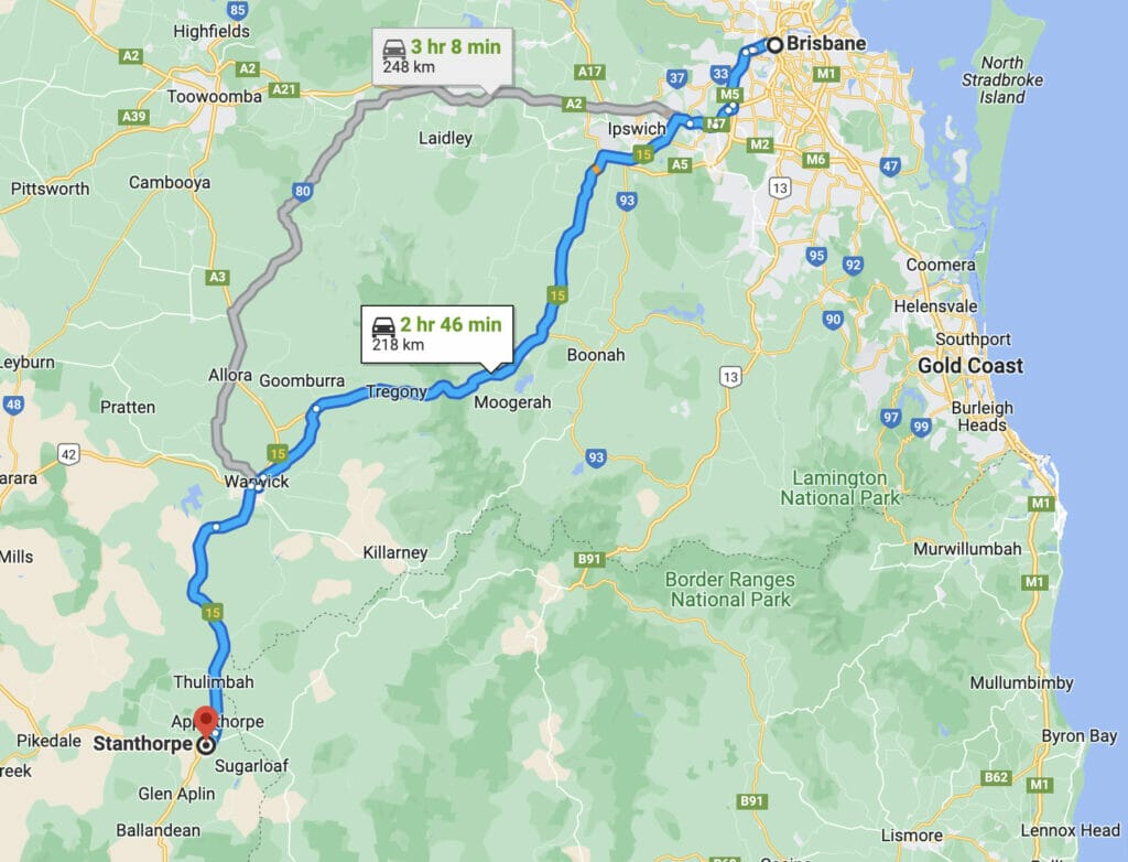 brisbane-to-stanthorpe-map